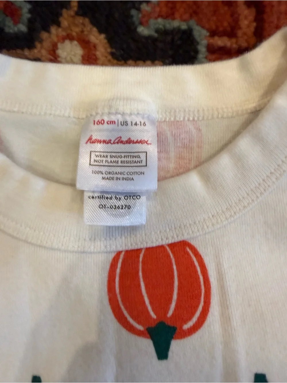 NWOT Hanna Andersson Kids Pumpkin Print Pajama Set - White & Orange